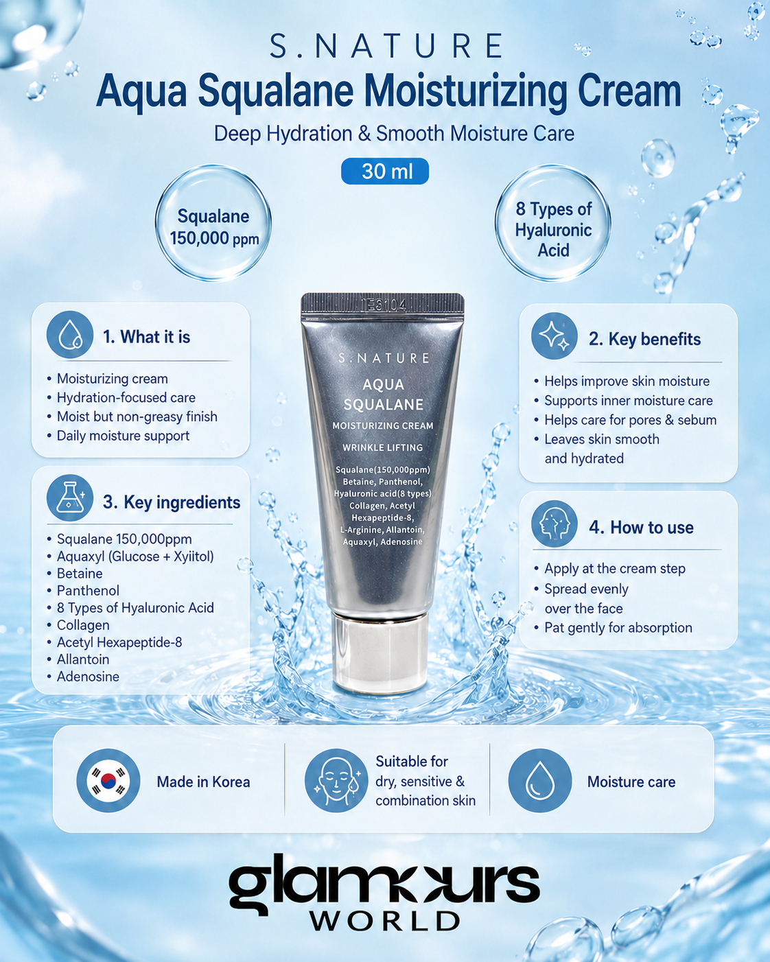 S.NATURE Aqua Squalane Moisturizing Cream Set 30ml